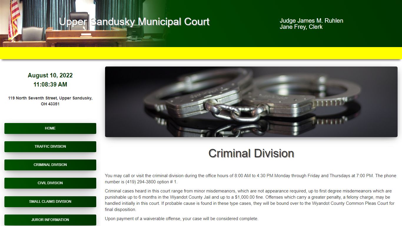 Upper Sandusky Municipal Court - Criminal Division